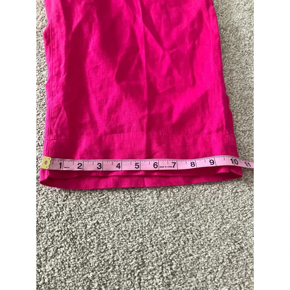 Tahari Essentials 100% Linen Hot Pink Wide Leg Pull On Resort Lounge Pants Large - Picture 7 of 7